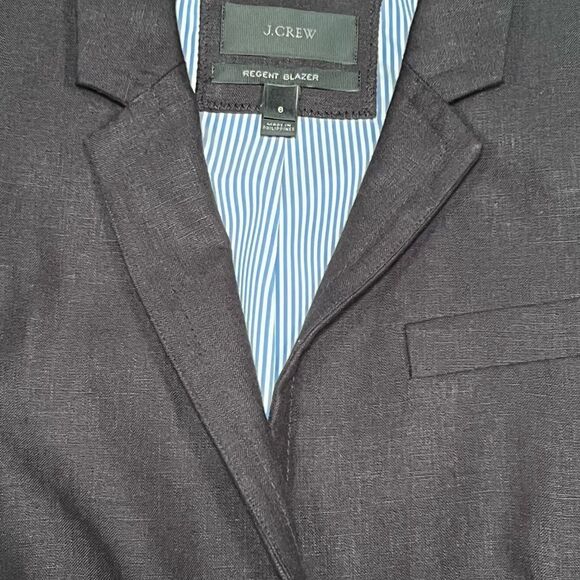 J. Crew Regent Blazer 100% Linen Size 6 Slate Gray - Picture 4 of 7